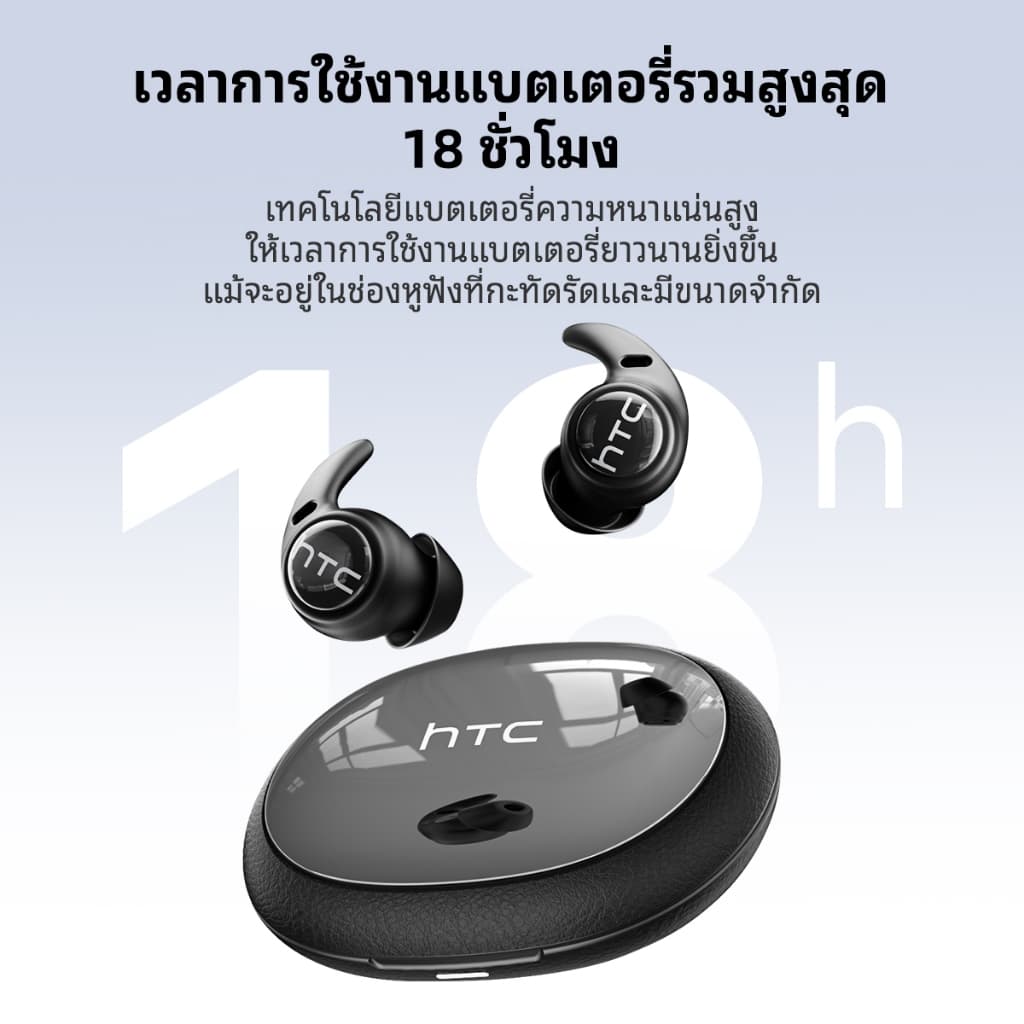 HTC NE76 หูฟัง AI แปลภาษา หูฟังไร้สาย Bluetooth 6.0 รองรับ 134 ภาษา ใช้ได้ทั้งฟังเพลง คุยโทรศัพท์ และใส่นอน รูปที่ 5