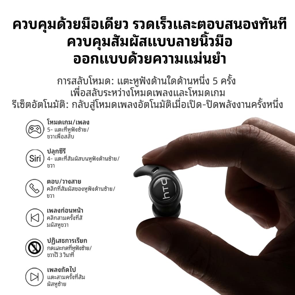 HTC NE76 หูฟัง AI แปลภาษา หูฟังไร้สาย Bluetooth 6.0 รองรับ 134 ภาษา ใช้ได้ทั้งฟังเพลง คุยโทรศัพท์ และใส่นอน รูปที่ 9