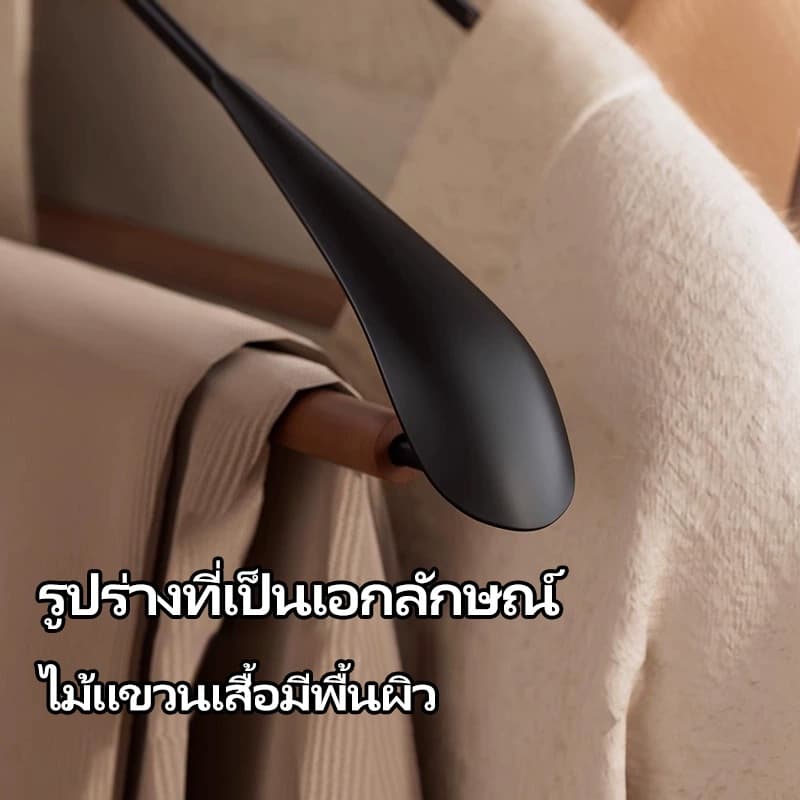 เหล็กกว้างไหล่ไม้บีชไม้แขวนเสื้อกันลื่นราวแขวนเสื้อผ้าสนับสนุนไม้แขวนเสื้อไม้ไม่มีรอย รูปที่ 5