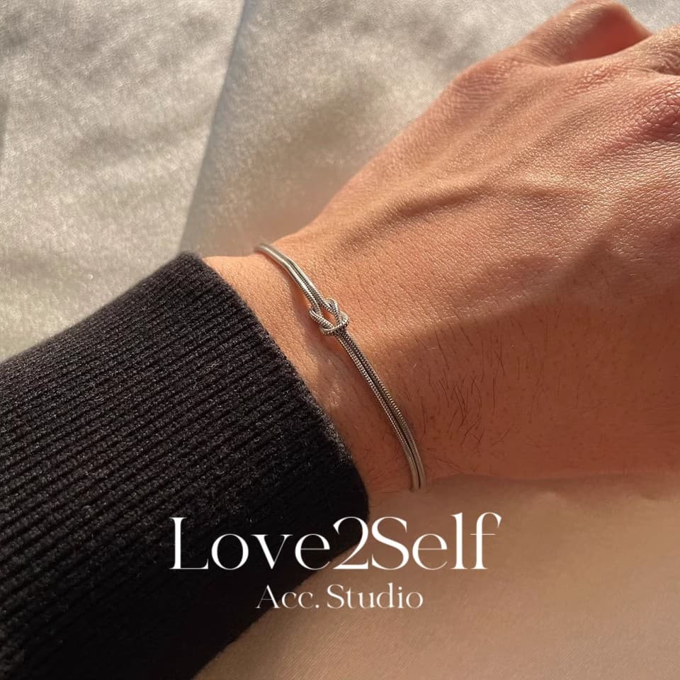 Love2Self S094 Matching Knot สร้อยข้อมือคู่สแตนเลส Minimalist 2 มม.Non Tarnish Eternal Love ของขวัญ รูปที่ 4