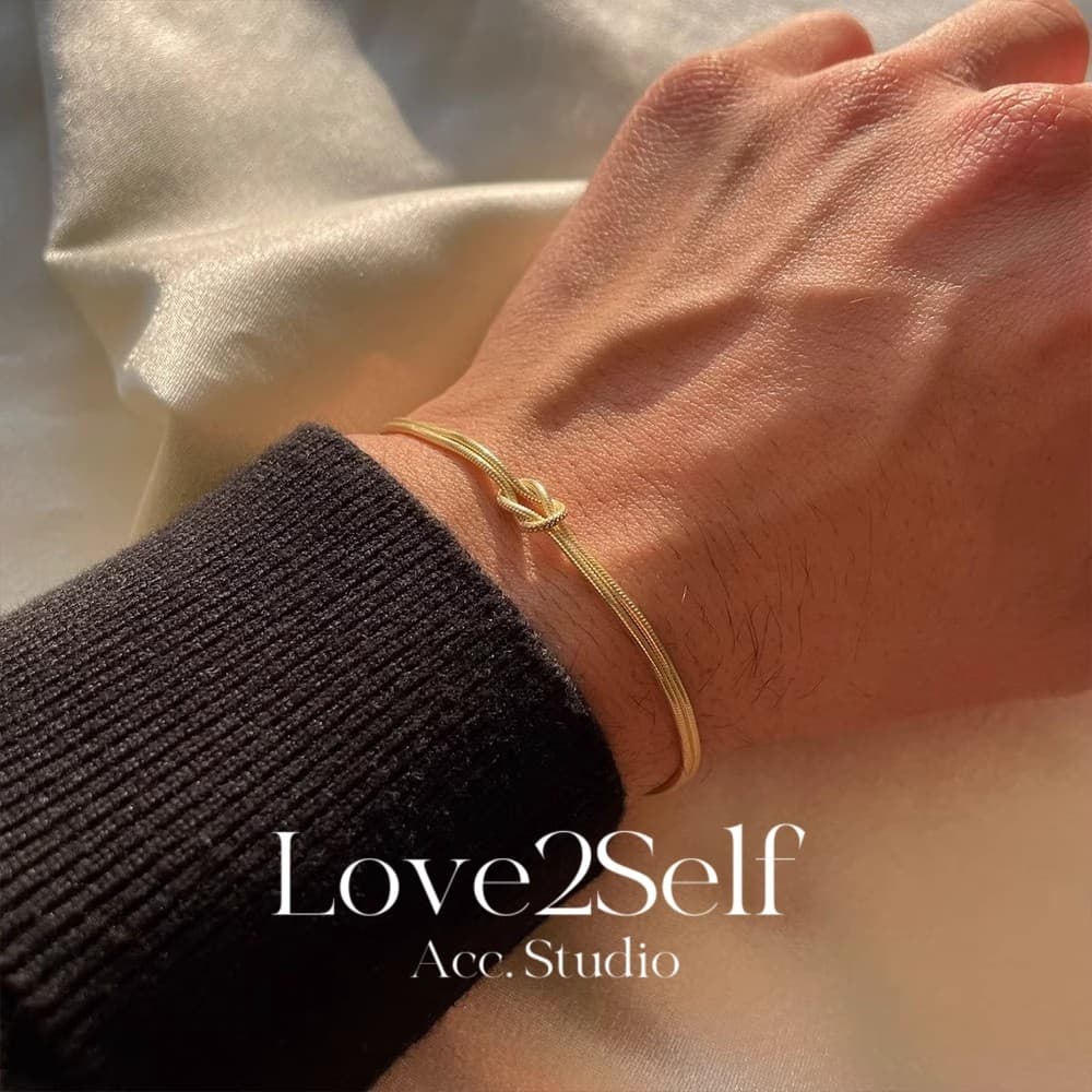 Love2Self S094 Matching Knot สร้อยข้อมือคู่สแตนเลส Minimalist 2 มม.Non Tarnish Eternal Love ของขวัญ รูปที่ 3