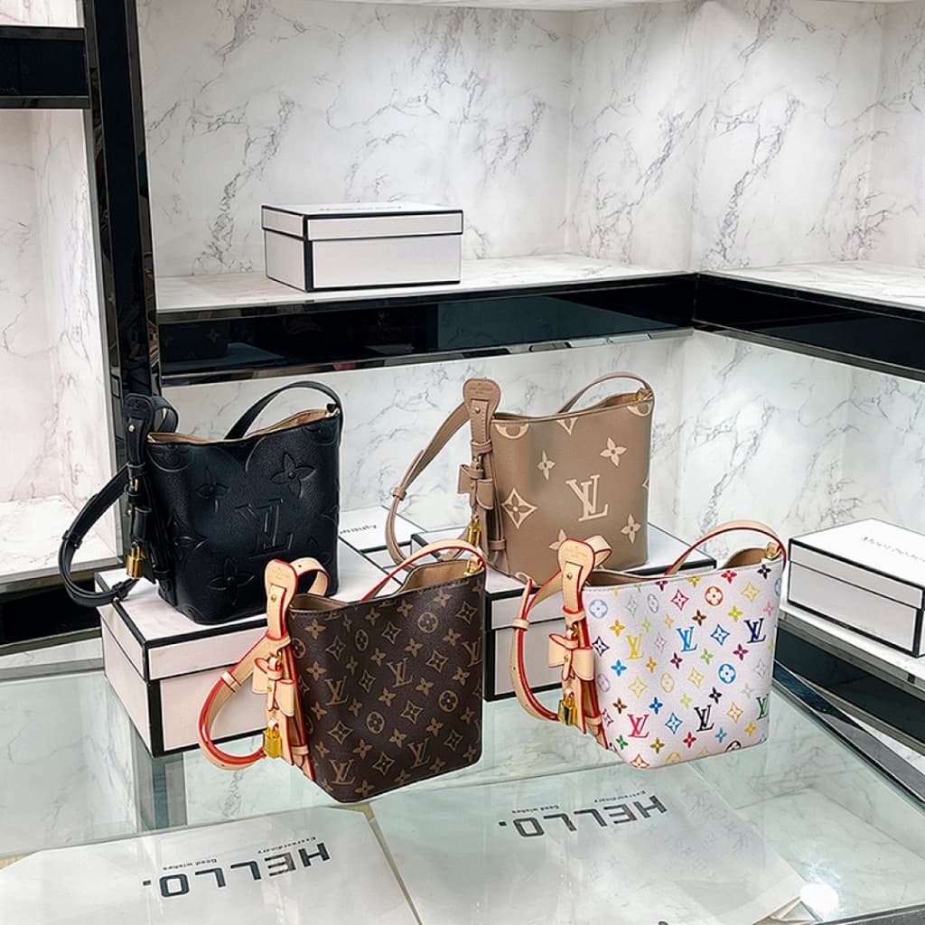 Luxury Women Bucket Bag with Zipper Purses lady Classic Handbag รูปที่ 1