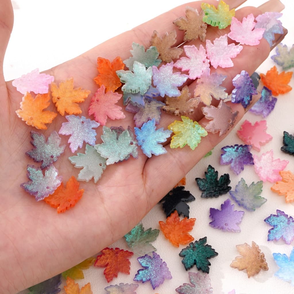 10 ชิ้นที่มีสีสันไล่โทนสีสร้อยข้อมือใบเมเปิ้ลจี้ ทําเอง เครื่องประดับธีมฤดูใบไม้ร่วง รูปที่ 7