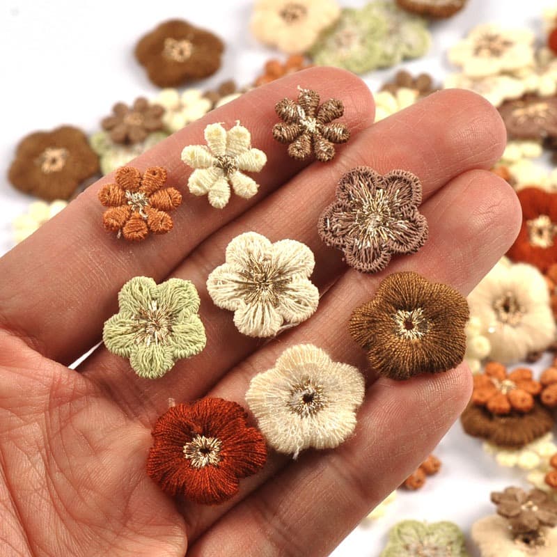 30pcs Mini ดอกไม้แพทช์ ขนาด 13/16/17 มม. อุปกรณ์ตกแต่งเสื้อผ้า DIY และ Handmade CP4320 รูปที่ 6