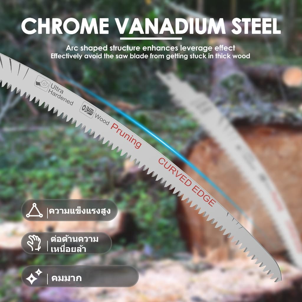 การจัดส่งที่รวดเร็ว 3 ชิ้นใบเลื่อยลูกสูบ 6TPI 14.4 นิ้ว Chrome Vanadium Steel Arc Edge ใบเลื่อยลูกสูบ ผลิตจากเหล็กคาร์บอน รูปที่ 3