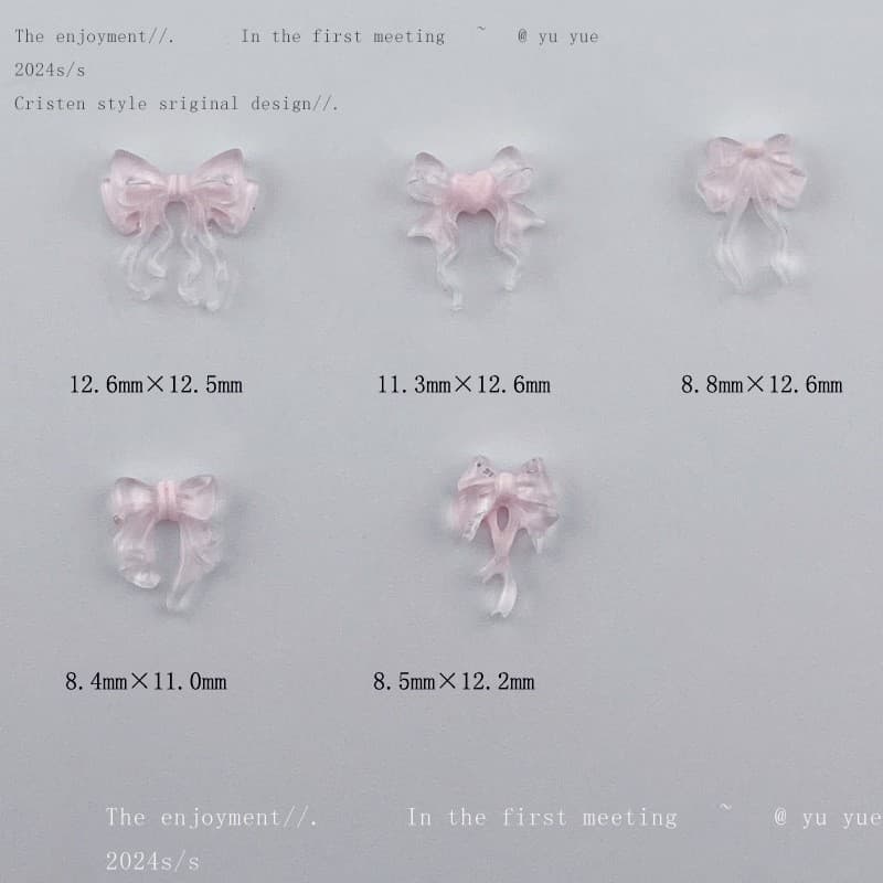 Rou Bao 50 ชิ้นเล็บสีชมพูโปร่งใสโบว์ริบบิ้น Girly ความงามผสมเล็บเรซิ่น Art DIY Charms ตกแต่ง รูปที่ 6