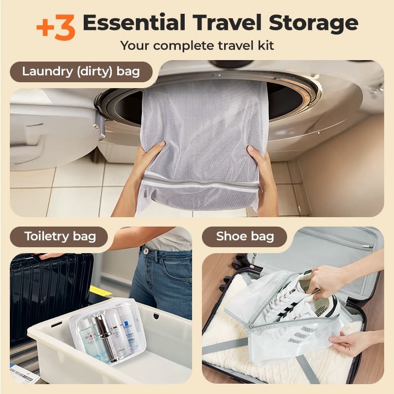 BAGSMART ชุดกระเป๋าเก็บข้อมูลเดินทางแบบปั๊มไร้สายแบบชาร์จไฟได้, กระเป๋าประหยัดพื้นที่แบบพกพา 21 ชุดสำหรับการเดินทางและบ้าน, กระเป๋าซีลสูญญากาศสำหรับเสื้อผ้ รูปที่ 4
