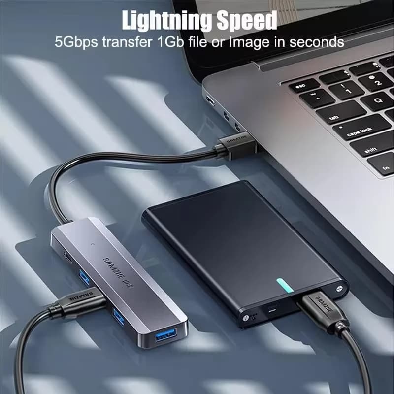 SAMZHE ฮับ USB 3.0 4 พอร์ต HUB SuperSpeed 5Gbps ตัวแยกพอร์ต USB สำหรับแล็ปท็อป มือถือ แท็บเล็ต รูปที่ 4