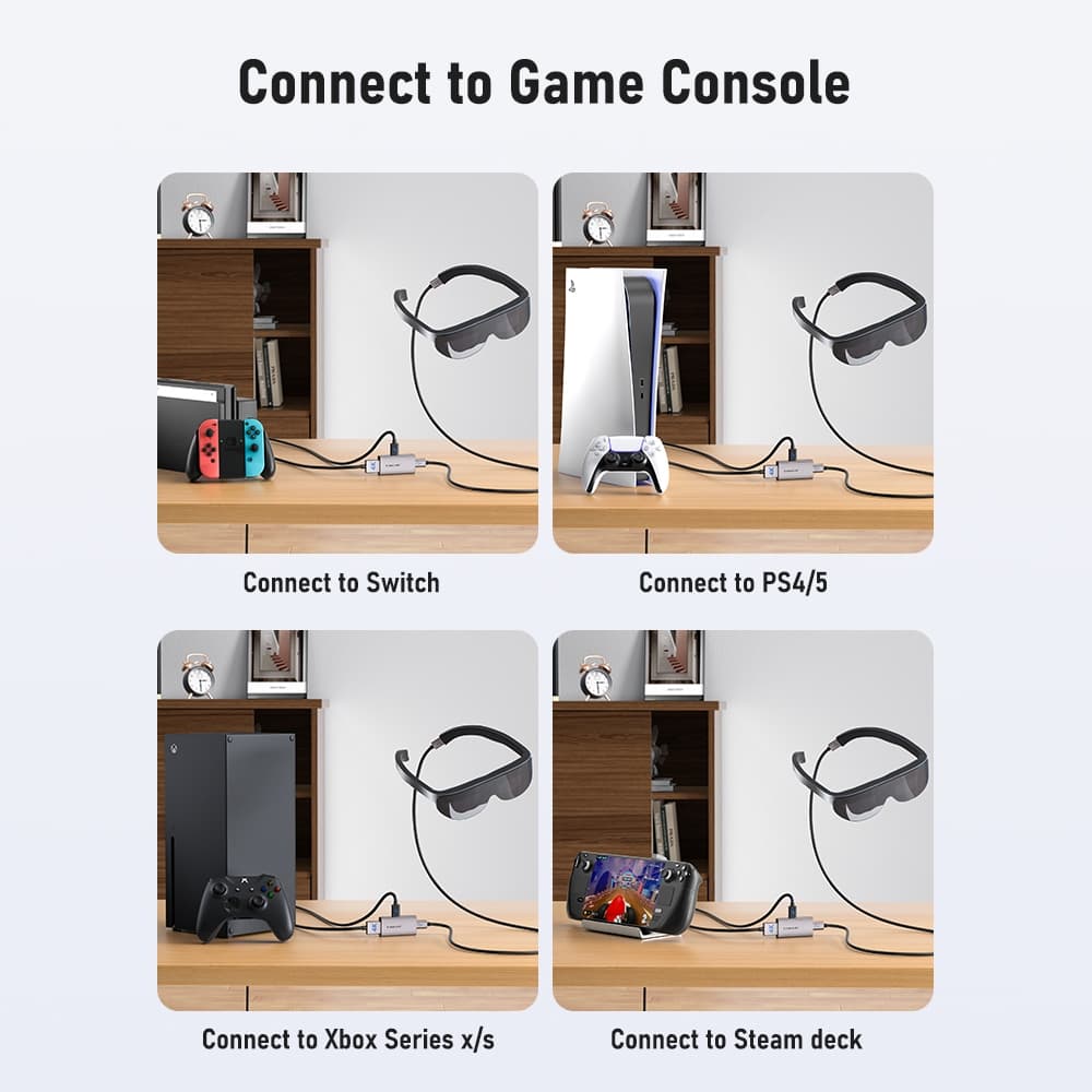 Lemorele LD48 AR อะแดปเตอร์ 4k60Hz USB C Display Port Adapter รองรับคอมพิวเตอร์พร้อมคอนโซลเกม HDMI กล่องทีวีต่างๆ และจอพกพา RayNeo AR แว่นตา รูปที่ 6