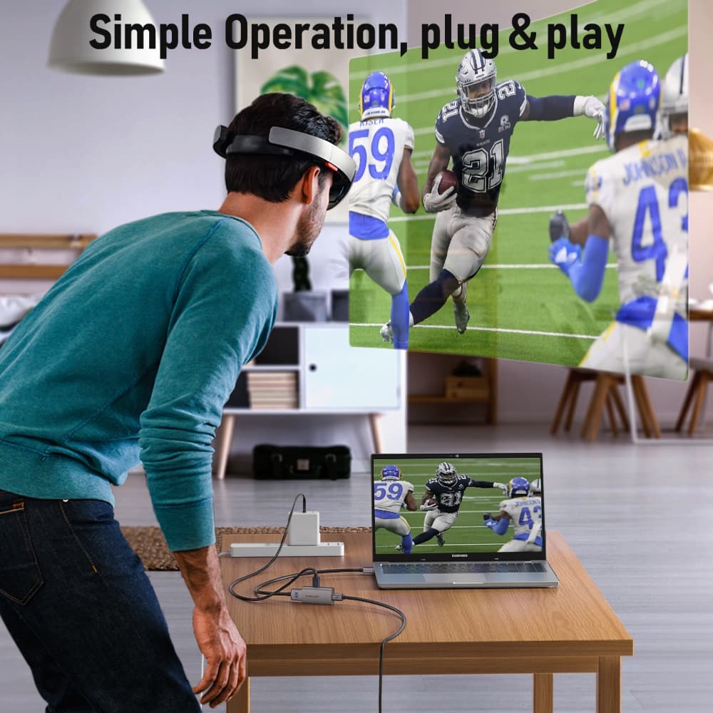 Lemorele LD48 AR อะแดปเตอร์ 4k60Hz USB C Display Port Adapter รองรับคอมพิวเตอร์พร้อมคอนโซลเกม HDMI กล่องทีวีต่างๆ และจอพกพา RayNeo AR แว่นตา รูปที่ 2