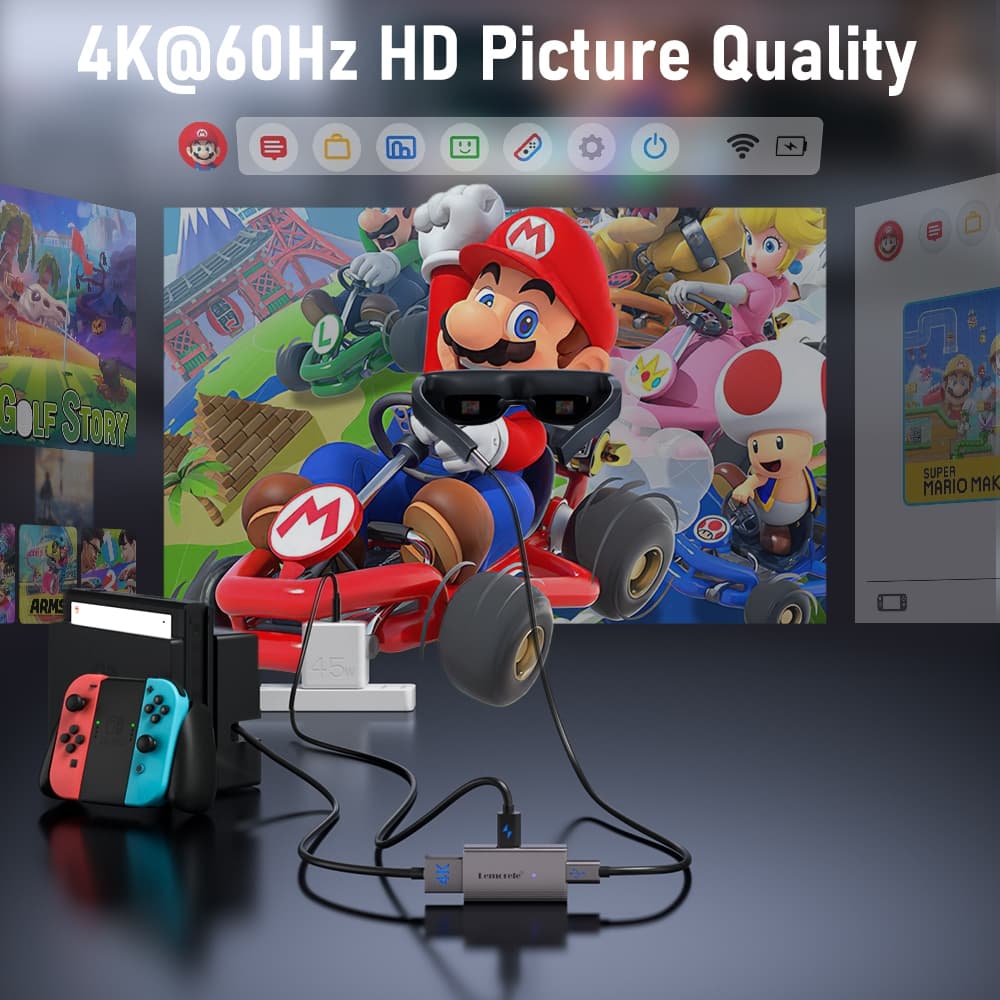 Lemorele LD48 AR อะแดปเตอร์ 4k60Hz USB C Display Port Adapter รองรับคอมพิวเตอร์พร้อมคอนโซลเกม HDMI กล่องทีวีต่างๆ และจอพกพา RayNeo AR แว่นตา รูปที่ 4
