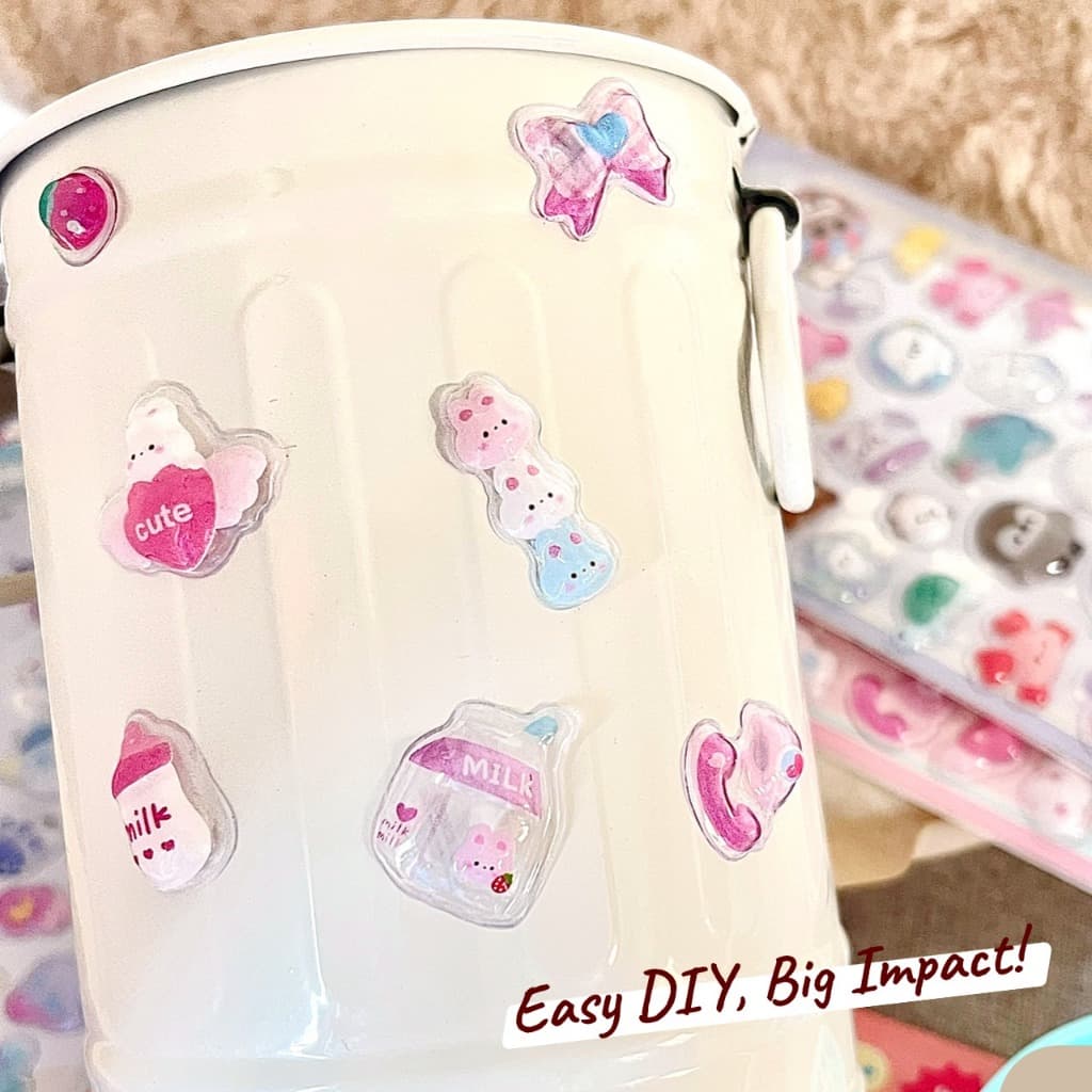 สติ๊กเกอร์นูน 3D สติ๊กเกอร์ Sticker PVC น่ารักกันน้ำ ตกแต่ง ไดอารี่ 3D สติกเกอร์บรรเทา ลายน่ารักลายน่ารักคิทตี้ สัตว์คริสตัล รูปที่ 8