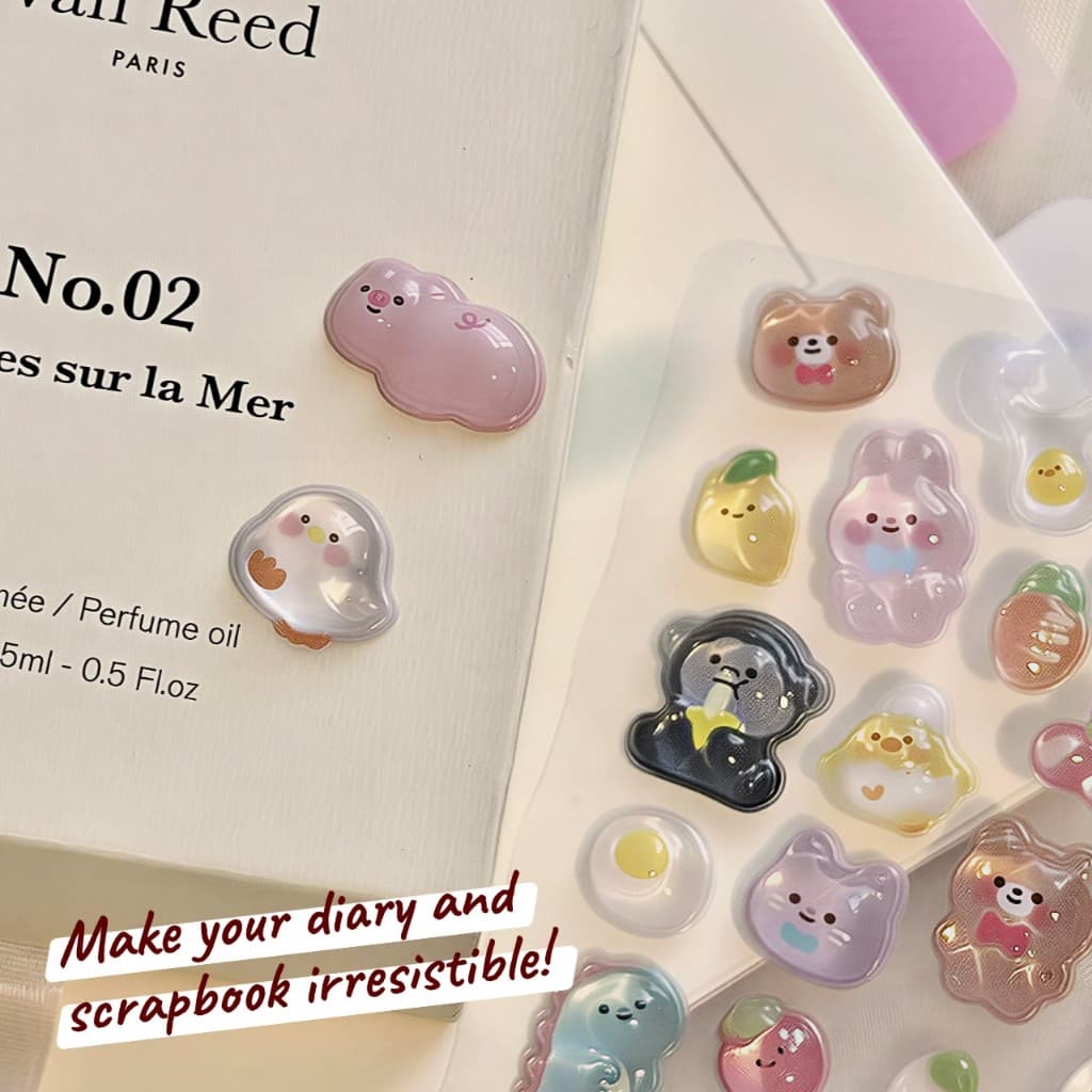 สติ๊กเกอร์นูน 3D สติ๊กเกอร์ Sticker PVC น่ารักกันน้ำ ตกแต่ง ไดอารี่ 3D สติกเกอร์บรรเทา ลายน่ารักลายน่ารักคิทตี้ สัตว์คริสตัล รูปที่ 6