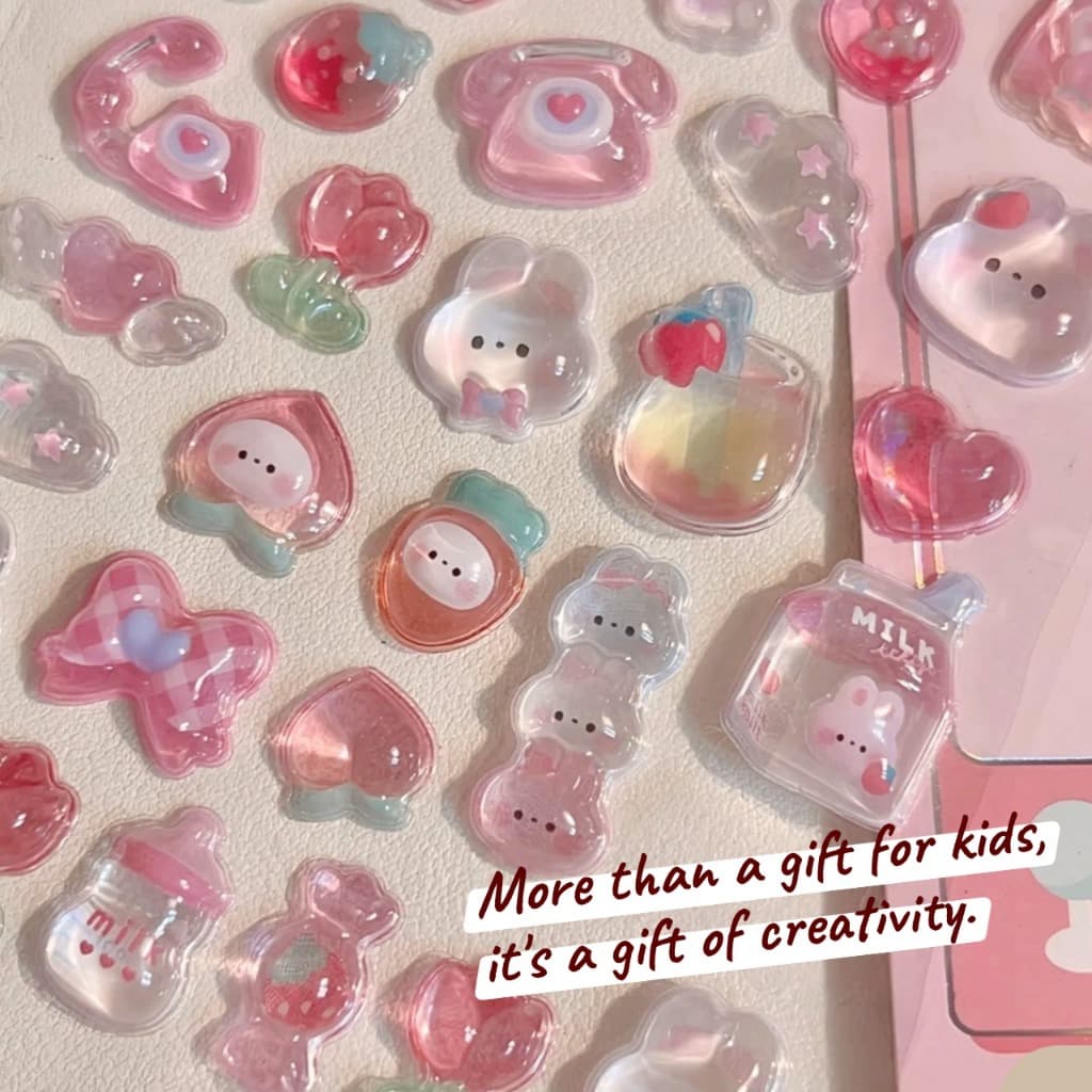 สติ๊กเกอร์นูน 3D สติ๊กเกอร์ Sticker PVC น่ารักกันน้ำ ตกแต่ง ไดอารี่ 3D สติกเกอร์บรรเทา ลายน่ารักลายน่ารักคิทตี้ สัตว์คริสตัล รูปที่ 3
