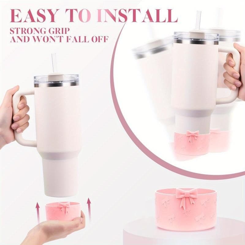 3D Bow Tumbler ซิลิโคน Boot,สวยและทันสมัย Anti-Drop Shock Absorbing ขวดน้ําอุปกรณ์เสริม Stanley Tumbler รูปที่ 4