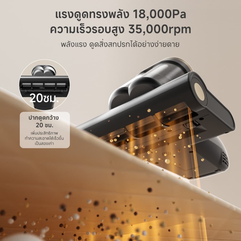 Simplus Anti-mite Vacuum Cleaner เครื่องกำจัดไรฝุ่น ดีไซน์ถ้วยคู่ ฆ่าเชื้อด้วยรังสี UV กำจัดไรฝุ่น ความเร็วการตบ แรงดูดทรงพลัง 18,000Pa 96,000 รอบ/นาที ลมร้อนอบแห้ง ไส้กรอง HEPA F9 ช่องใส่น้ำหอม CMYH007 รูปที่ 6