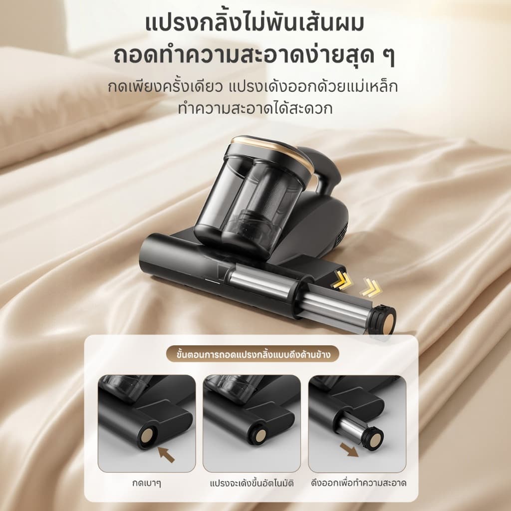 Simplus Anti-mite Vacuum Cleaner เครื่องกำจัดไรฝุ่น ดีไซน์ถ้วยคู่ ฆ่าเชื้อด้วยรังสี UV กำจัดไรฝุ่น ความเร็วการตบ แรงดูดทรงพลัง 18,000Pa 96,000 รอบ/นาที ลมร้อนอบแห้ง ไส้กรอง HEPA F9 ช่องใส่น้ำหอม CMYH007 รูปที่ 8