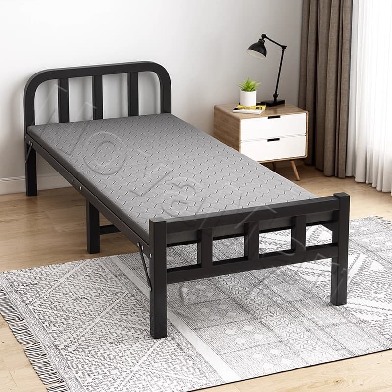 เตียงพับ เตียงเดี่ยว ไม่ต้องติดตั้ง ที่เก็บของแบบพับได้ รับน้ำหนักได้ 300kg metal bed รูปที่ 2
