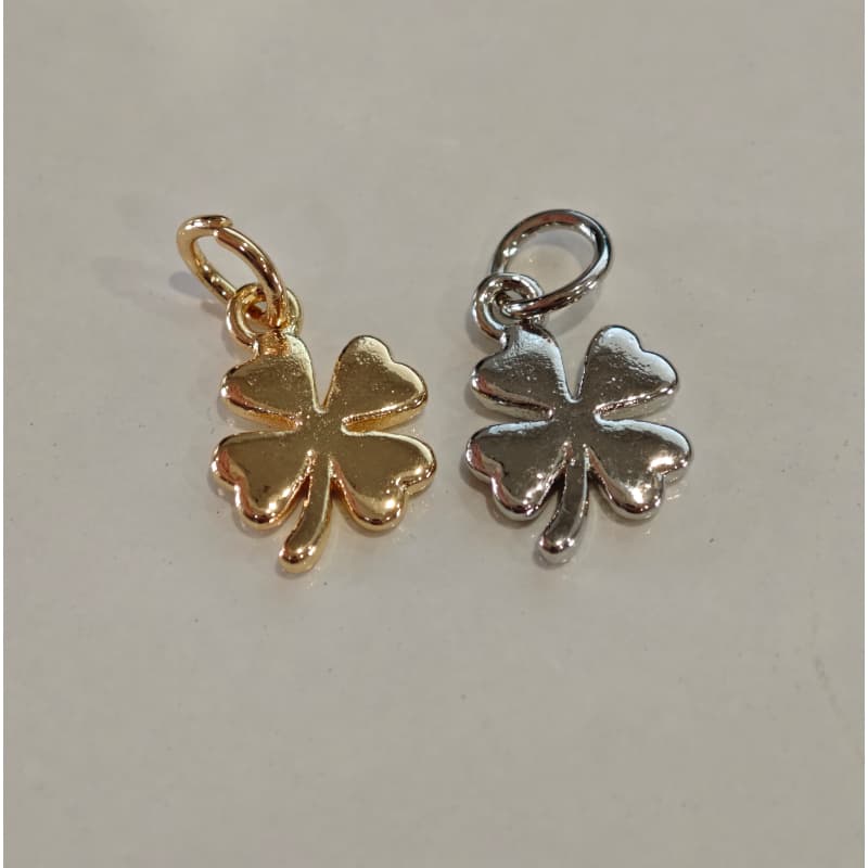 2 สีสูง Retention ทองแดงชุบ 14K Gold-Clad Four-Leaf Clover จี้สร้อยข้อมือสร้อยคอ DIY เครื่องประดับจี้ รูปที่ 1