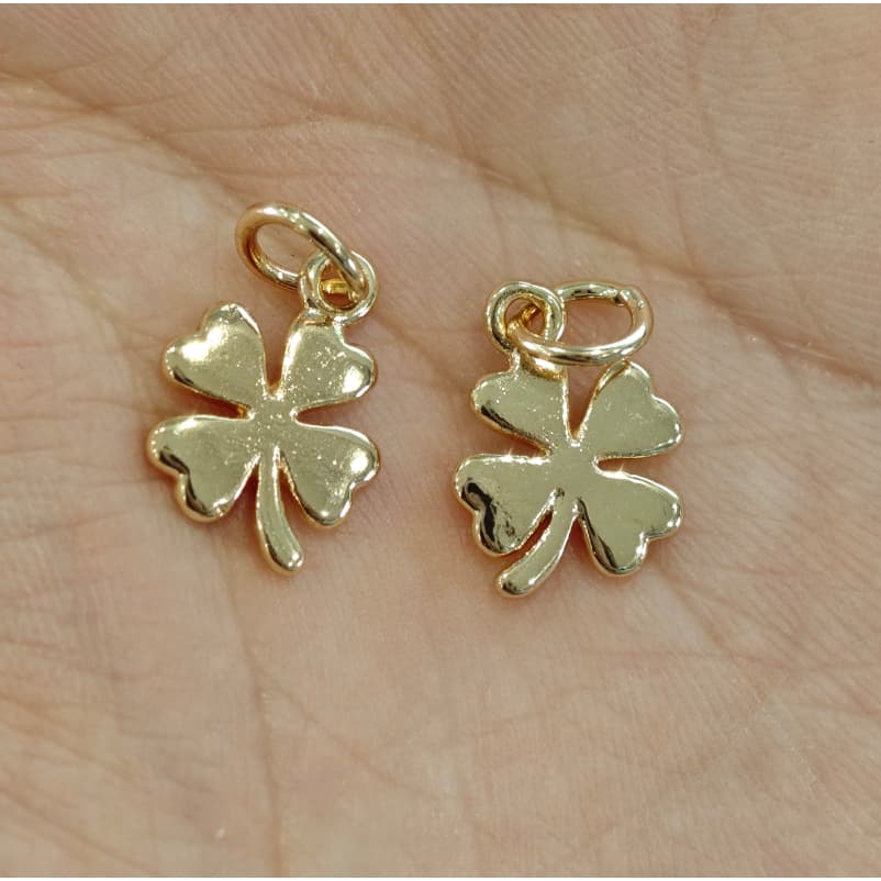 2 สีสูง Retention ทองแดงชุบ 14K Gold-Clad Four-Leaf Clover จี้สร้อยข้อมือสร้อยคอ DIY เครื่องประดับจี้ รูปที่ 3