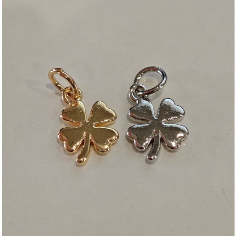 2 สีสูง Retention ทองแดงชุบ 14K Gold-Clad Four-Leaf Clover จี้สร้อยข้อมือสร้อยคอ DIY เครื่องประดับจี้ รูปที่ 4