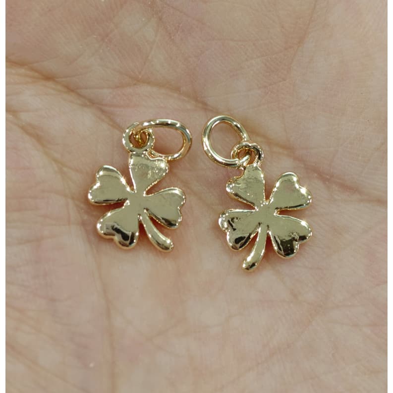 2 สีสูง Retention ทองแดงชุบ 14K Gold-Clad Four-Leaf Clover จี้สร้อยข้อมือสร้อยคอ DIY เครื่องประดับจี้ รูปที่ 7