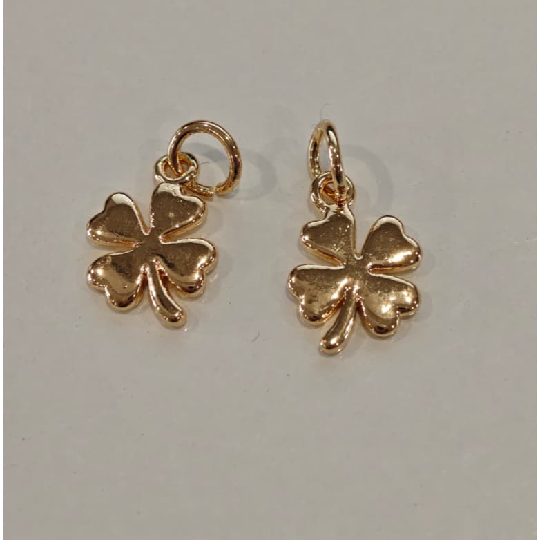 2 สีสูง Retention ทองแดงชุบ 14K Gold-Clad Four-Leaf Clover จี้สร้อยข้อมือสร้อยคอ DIY เครื่องประดับจี้ รูปที่ 6