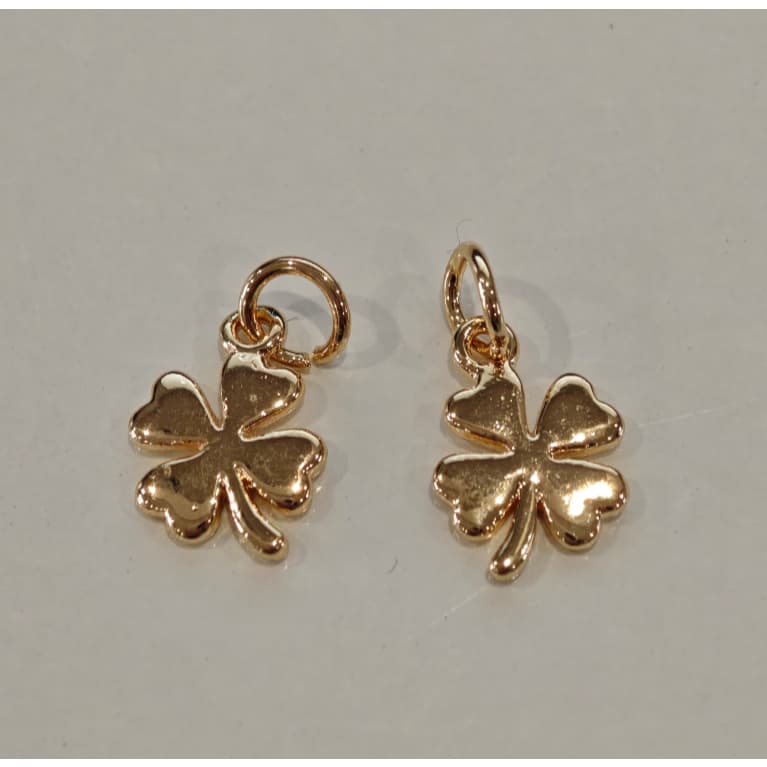 2 สีสูง Retention ทองแดงชุบ 14K Gold-Clad Four-Leaf Clover จี้สร้อยข้อมือสร้อยคอ DIY เครื่องประดับจี้ รูปที่ 9