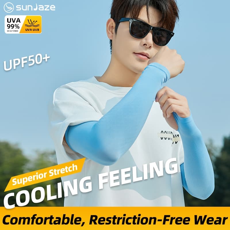 sunJaze ปลอกแขนกันแดด XXL ไซส์ใหญ่ ระบายอากาศเย็นสบาย ถุงมือนิ้วครบ รูปที่ 2