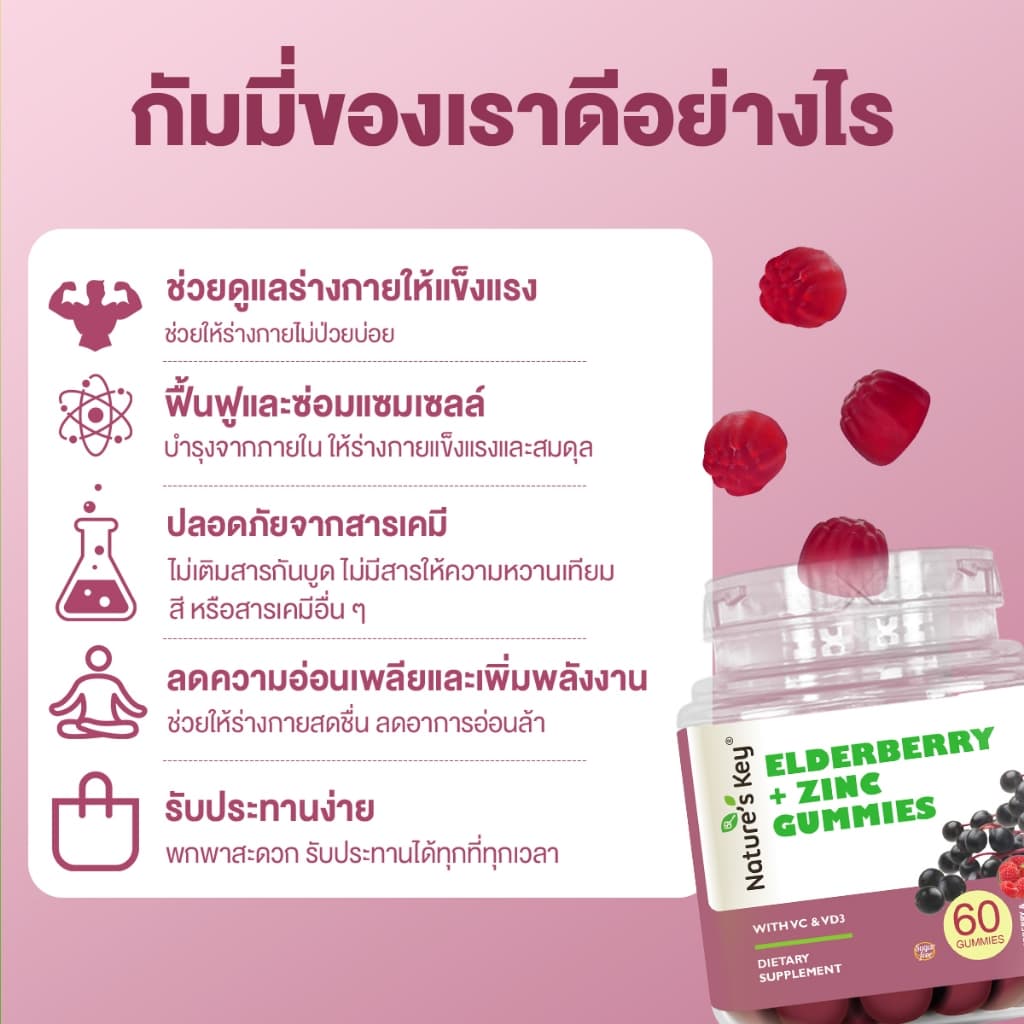 Nature’s Key Elderberry + Zinc Gummies เสริมภูมิคุ้มกัน บำรุงร่างกายให้แข็งแรง รสอร่อย ทานง่าย รูปที่ 4