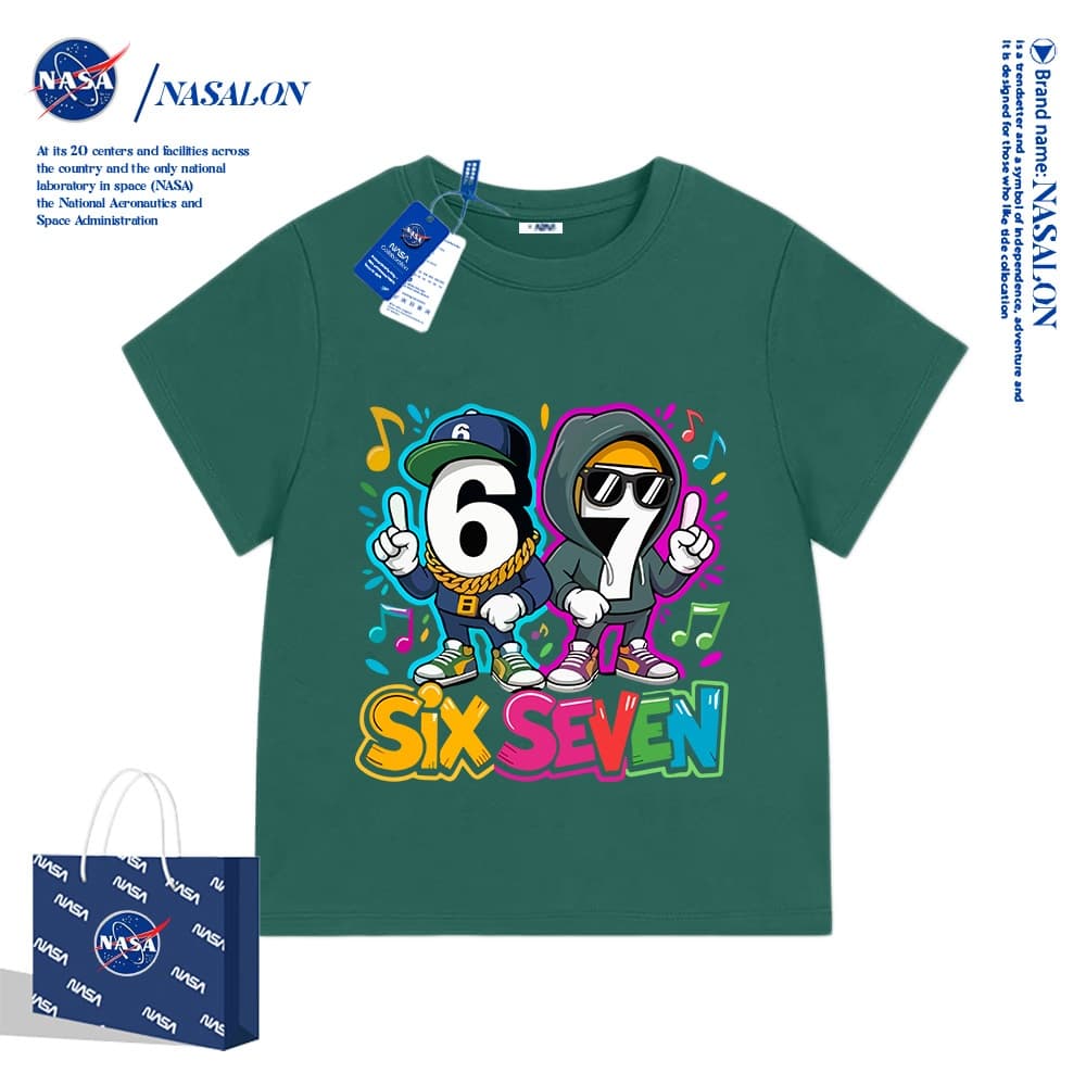 NASA เสื้อยืดเด็ก 67ลายการ์ตูน ผ้าฝ้าย 100% ระบายอากาศดี ดีไซน์เก๋ไก๋และน่าขำ ใส่ได้ทั้งเด็กชาย-หญิง อายุ 1-12 ปี รูปที่ 5