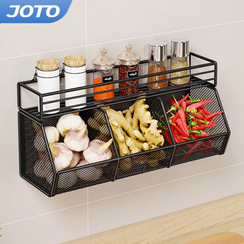 JOTO ชั้นวางของในครัว ชั้นวางเครื่องปรุงติดผนัง 2/3 ชั้น ทนทานแข็งแรง กันน้ำ ไม่ต้องเจาะรู รูปที่ 1