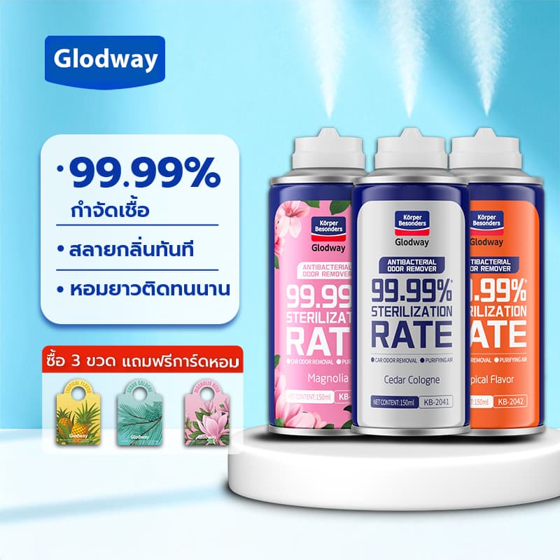 Glodway สเปรย์ดับกลิ่นรถยนต์ สเปรย์ปรับอากาศในรถ สเปรย์ปรับอากาศในบ้าน แบบอัตโนมัติ 150ml สเปรย์ดับกลิ่นในรถยนต์ สเปรย์ดับกลิ่นห้องครัว สเปรย์ดับกลิ่นห้องนอน สเปรย์ดับกลิ่นห้องน้ำ สเปรย์ดับกลิ่นห้องแอร์ กลิ่น Clean & Fresh สเปรย์ปรับอากาศ