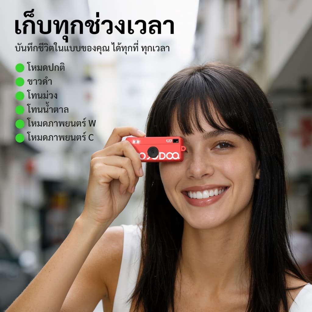 GOOJODOQ กล้องจิ๋ว กล้องดิจิตอล CCD กล้องเล็ก ย้อนยุครองรับการ์ด TF สูงสุด 32GB รูปที่ 4