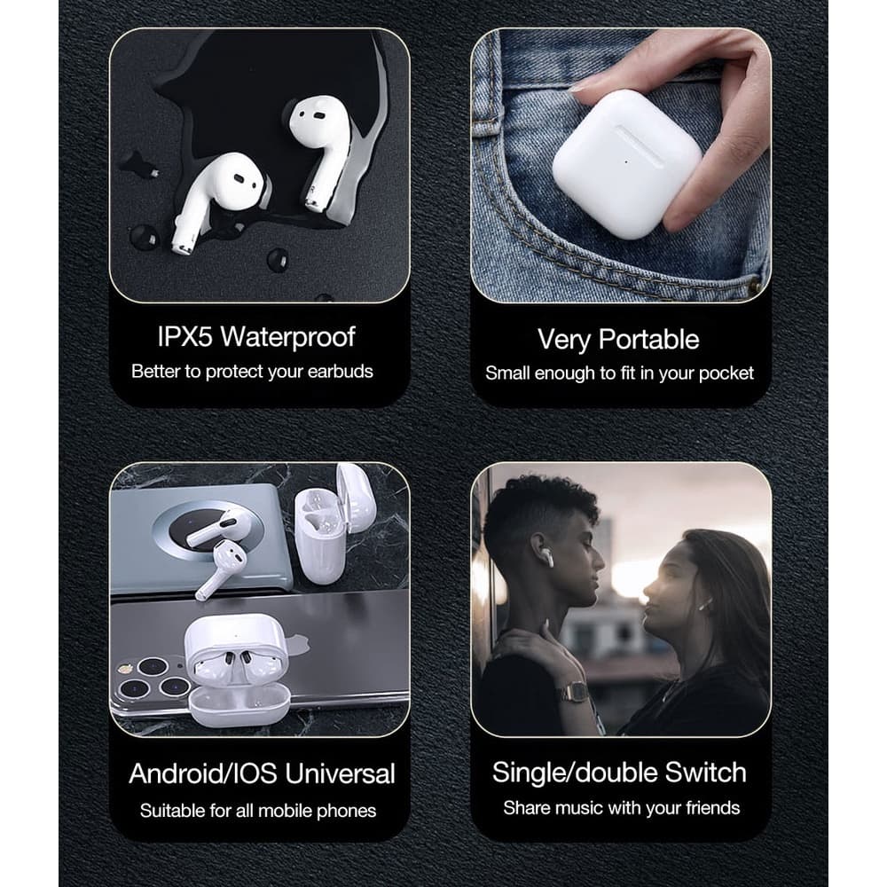 หูฟังบลูทูธไร้สาย TWS Pro 6 บลูทูธ 5.0 หูฟังบลูทูธพร้อมไมโครโฟนไฮไฟสเตอริโอชุดหูฟังไร้สาย ควบคุมแบบสัมผัส ลดเสียงรบกวน เชื่อมต่อรองรับphone Android รูปที่ 8