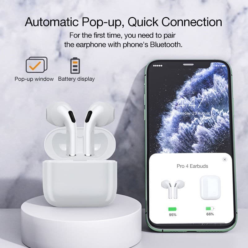 หูฟังบลูทูธไร้สาย TWS Pro 6 บลูทูธ 5.0 หูฟังบลูทูธพร้อมไมโครโฟนไฮไฟสเตอริโอชุดหูฟังไร้สาย ควบคุมแบบสัมผัส ลดเสียงรบกวน เชื่อมต่อรองรับphone Android รูปที่ 5