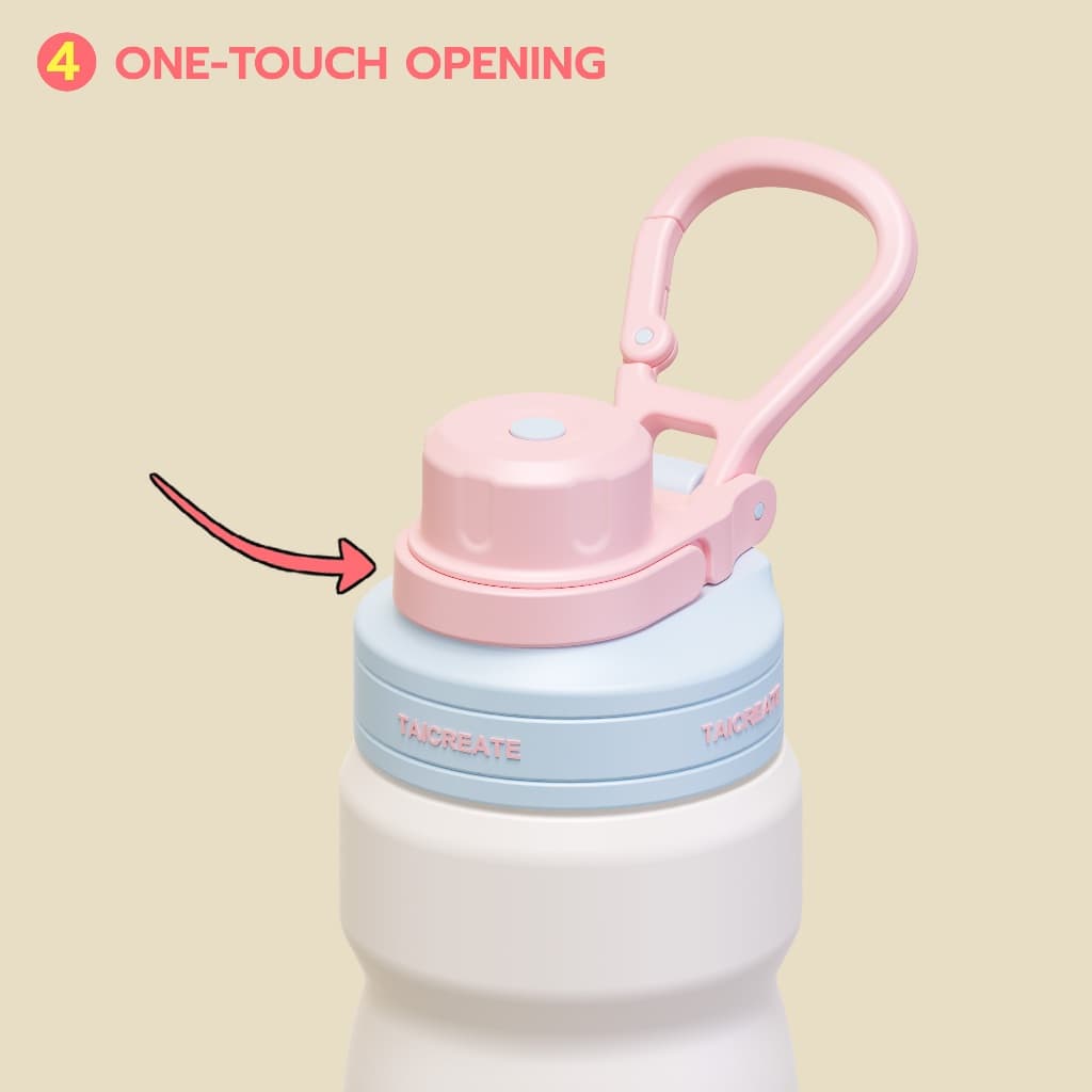 TaiCreate®ขวดน้ำสแตนเลส 630ml แก้วน้ำสแตนเลส316L ฟพกพาแก้วน้ำเก็บความเย็น พร้อมหูหิ้ว ฟางพับ ปลอดสาร BPA สไตล์โมเดิร์น กิจกรรมกลางแจ้ง รูปที่ 6