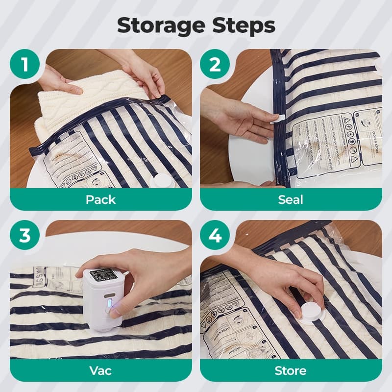 BAGSMART กระเป๋าซีลการบีบอัดสูญญากาศสำหรับการเดินทางและบ้านปั๊มอากาศชาร์จไฟได้ 18 ชุดกระเป๋าเก็บเสื้อผ้า รูปที่ 6