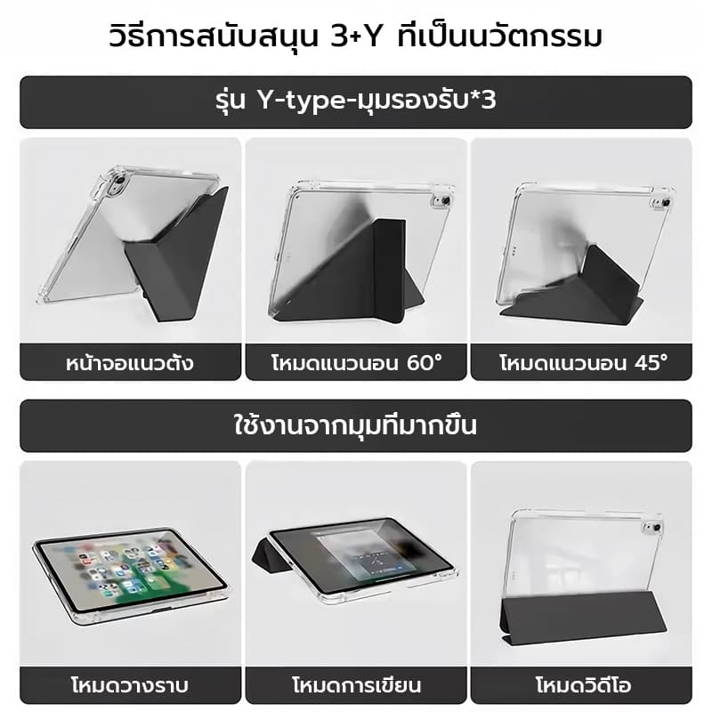 OSGEER Y พับพร้อมที่ใส่ดินสอสําหรับ iPad 12th 11th 10th Generation A16 2025 Air 8/7/ 6 11/ นิ้ว M4 M3 M2/Air 5/4 10.9/Pro 11/13 นิ้ว M4/M5 Auto Sleep/W โคฟ รูปที่ 7