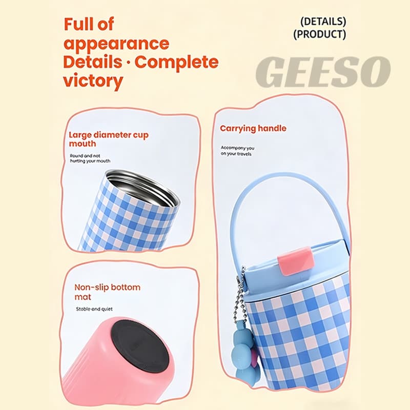 GEESO Tumbler 750ML / 25OZ Hot & Cold 316 Stainless Steel Water Bottle with Handle & Straw 手提吸管杯 รูปที่ 5