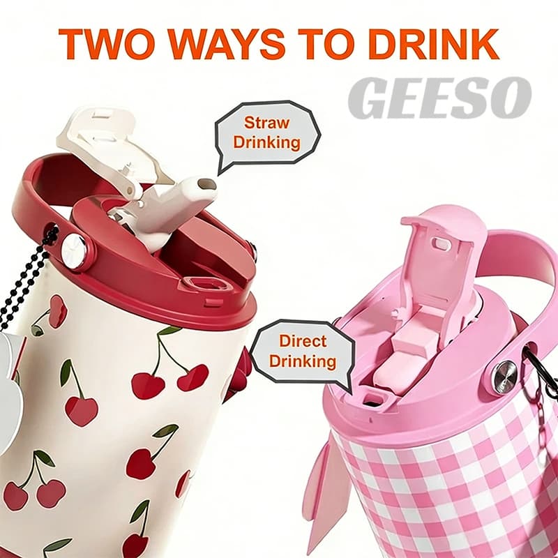 GEESO Tumbler 750ML / 25OZ Hot & Cold 316 Stainless Steel Water Bottle with Handle & Straw 手提吸管杯 รูปที่ 7