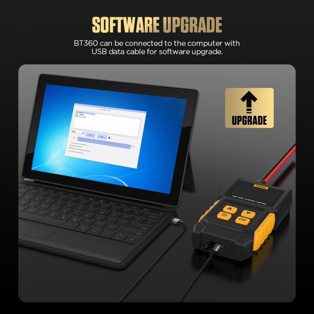 AUTOOL BT360 12V เครื่องทดสอบแบตเตอรี่รถยนต์ CCA 20-2000 การวินิจฉัยยานยนต์แบบดิจิตอลเครื่องมือสแกนการชาร์จ รูปที่ 4