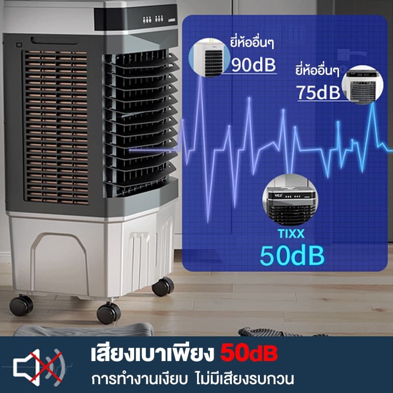 TIXX 50L พัดลมแอร์ เย็นเร็ว เงียบ ประหยัดไฟ แบบพกพา ใช้ในห้องนอน/ร้านค้า แถมน้ำแข็งคริสตัล 8 ก้อน รูปที่ 8