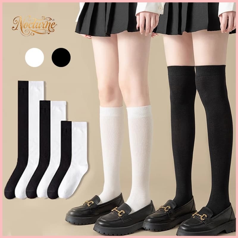 🎓พร้อมส่งในไทย🧦ถุงเท้ายาวถึงเข่าสไตล์ lolita ยืดหยุ่นสูง เหมาะสำหรับสวมใส่ทุกวัน