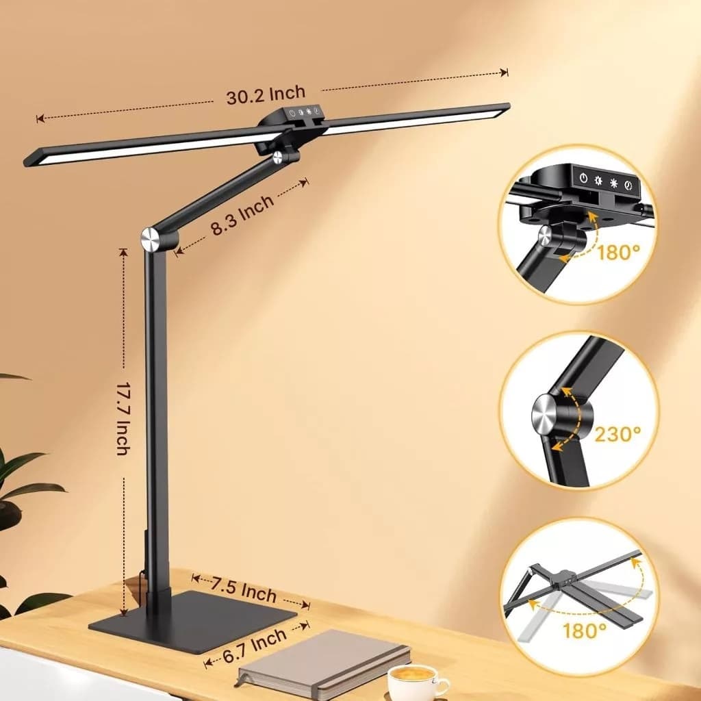 Powdeom โคมไฟตั้งโต๊ะ Ultra Bright 24W พร้อมฐาน LED ปรับหรี่แสงได้ ถนอมสายตา มีฟังก์ชั่นหน่วยความจํา เหมาะสําหรับโต๊ะทํางาน รูปที่ 9