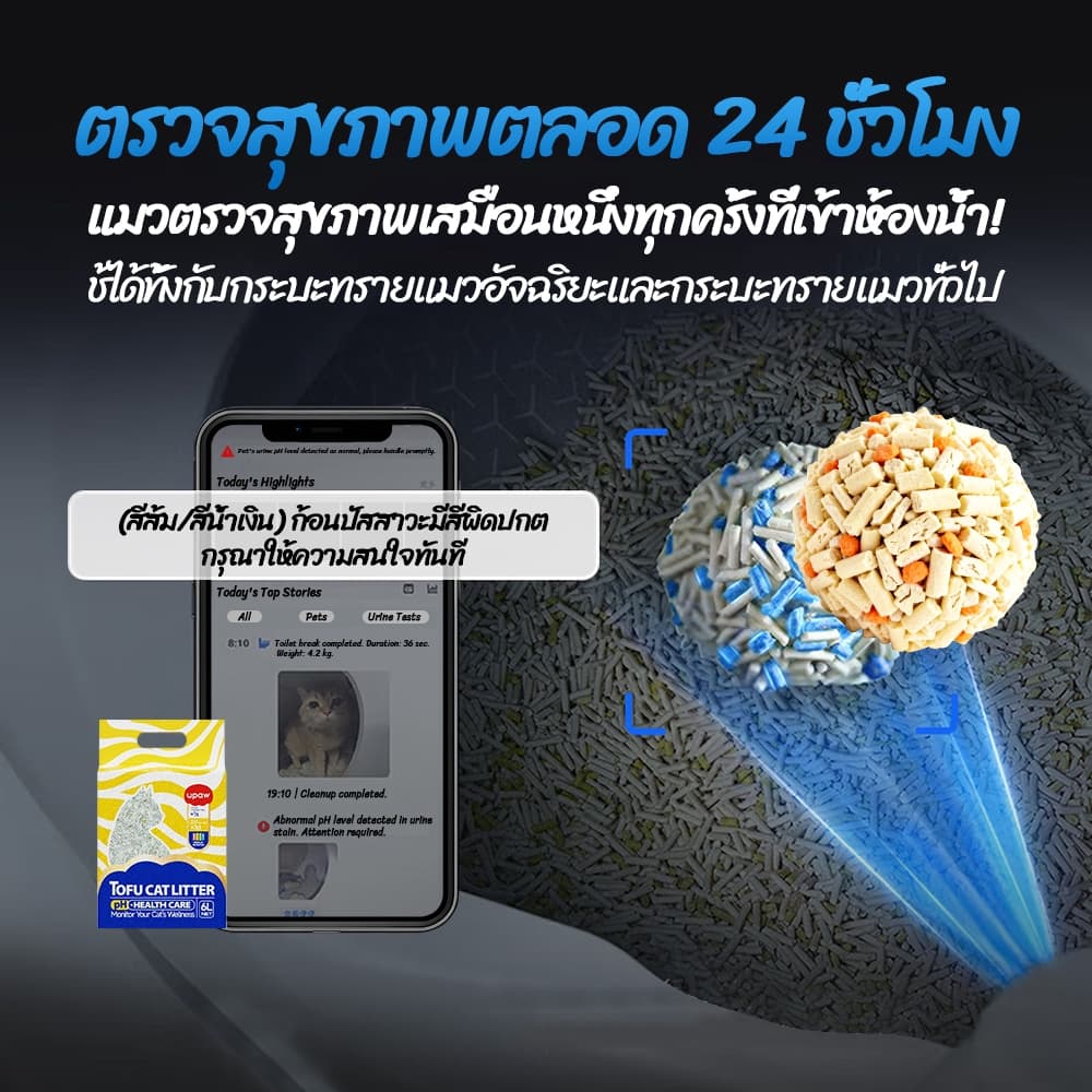Upaw ทรายแมวเต้าหู้ ทรายแมว สีเปลี่ยนบ่งบอกสุขภาพอัจฉริยะ สูตรไร้ฝุ่น ดับกลิ่น จับตัวเป็นก้อนเร็ว รูปที่ 8
