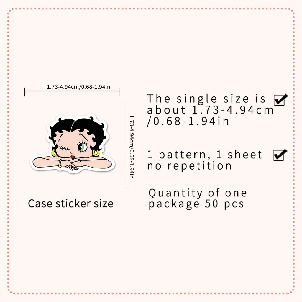 Vintage 50pcs Betty Boop สติกเกอร์สําหรับโทรศัพท์/แล็ปท็อป/เศษกระดาษ/ศิลปะ/สติกเกอร์หมวกนิรภัย Graffiti กันน้ํา DIY รูปที่ 6