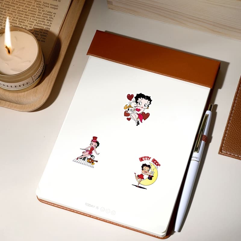 Vintage 50pcs Betty Boop สติกเกอร์สําหรับโทรศัพท์/แล็ปท็อป/เศษกระดาษ/ศิลปะ/สติกเกอร์หมวกนิรภัย Graffiti กันน้ํา DIY รูปที่ 9