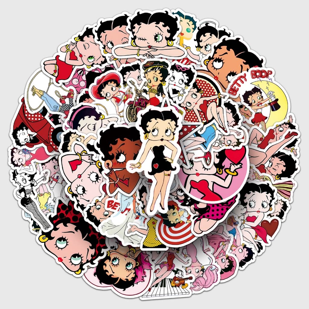 Vintage 50pcs Betty Boop สติกเกอร์สําหรับโทรศัพท์/แล็ปท็อป/เศษกระดาษ/ศิลปะ/สติกเกอร์หมวกนิรภัย Graffiti กันน้ํา DIY รูปที่ 2