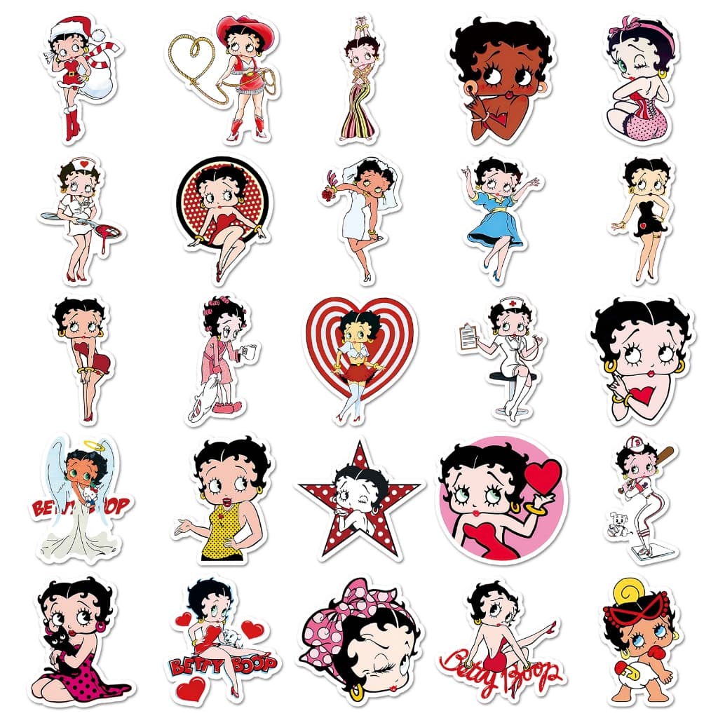 Vintage 50pcs Betty Boop สติกเกอร์สําหรับโทรศัพท์/แล็ปท็อป/เศษกระดาษ/ศิลปะ/สติกเกอร์หมวกนิรภัย Graffiti กันน้ํา DIY รูปที่ 7